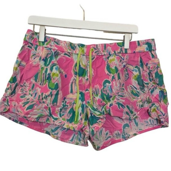 LILLY PULITZER Floral Pull on Shorts Drawstring Women's Size Large - Picture 1 of 5
